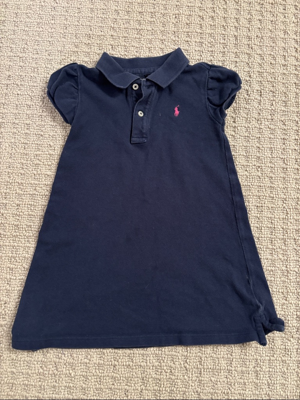 Ralph Lauren Navy Polo Dress with Pink Pony Embroidery